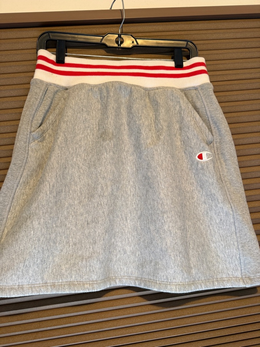 Champion Light Gray Terry A-Line Skirt with White & Red Waistband
